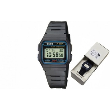 CASIO VINTAGE DIGITAL 33mm F-91W-1YEG+ Grawer Gratis