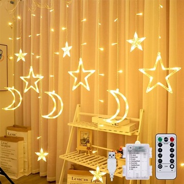 Girlanda lampki świetlne LED 3,5 m GWIAZDY KSIĘŻYC
