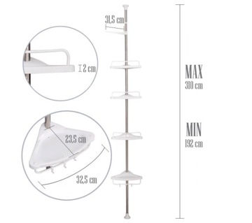 ТЕЛЕСКОПИЧЕСКАЯ УГЛОВАЯ ПОЛКА ДЛЯ ВАННОЙ ДУШЕВОЙ КАБИНЫ