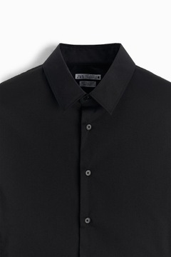 ZARA koszula z elastycznej tkaniny slim fit czarna L