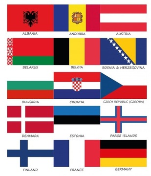 Zestaw flag Europy 50x70 mm