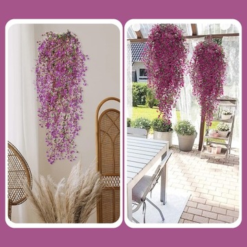 Искусственные цветы, подвесные фиолетовые цветочные гирлянды, вьющийся плющ, 2 шт.