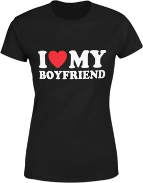 KOSZULKI DLA PAR PREZENT NA WALENTYNKI I LOVE MY BOYFRIEND GIRLFRIEND R S