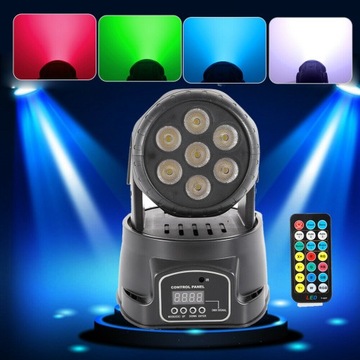 СВЕТОДИОД С ДВИЖУЩЕЙСЯ ГОЛОВКОЙ 7X 10 Вт RGBW DMX512 STROBO ДИСТАНЦИОННЫЙ