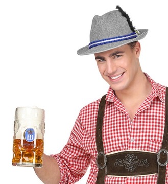 СЕРАЯ БАВАРСКАЯ ШЛЯПА С ПЕРОМ ОКТОБЕРФЕСТ