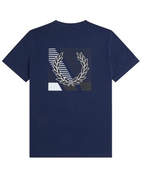 FRED PERRY GLITCH LAUREL WREATH GRAPHIC NAVY T-SHIRT / M