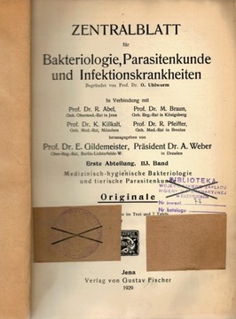 ZENTRALBLATT FUR BACTERIOLOGIE, PARASITENKUNDE 113