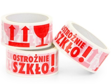 Taśma Pakowa Klejąca OSTROŻNIE SZKŁO 48mmx45m