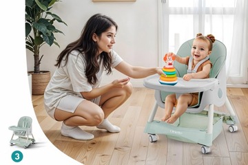 ДЕТСКИЙ СТУЛЬЧИК ДЛЯ КОРМЛЕНИЯ КАРАМЕЛЬ 4 В 1, СКЛАДНОЙ НА РЕМНЯХ, ПОДНОС