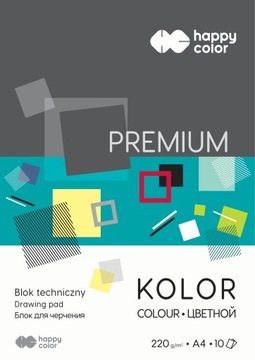 BLOK TECHNICZNY HAPPY COLOR A4/10 KOLOR PREMIUM 220G