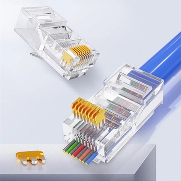 Wtyk RJ45 8P8C kat6 przelotowe EZ 10szt. internetowe