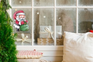 РОЖДЕСТВЕНСКАЯ наклейка на окно САНТА_4