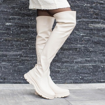 Бежевые длинные ботфорты с плоской подошвой Nevada II 39