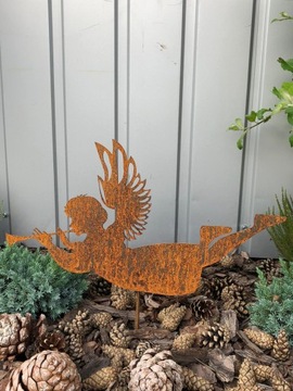 Aniołek z trąbką anioł ozdoba corten 38 cm