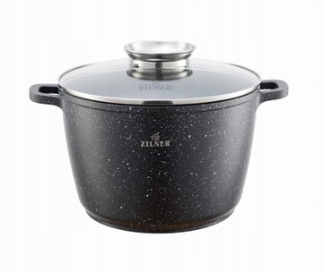 GŁĘBOKI GARNEK MARMURKOWY 28 cm Z POKRYWĄ ZL-7010