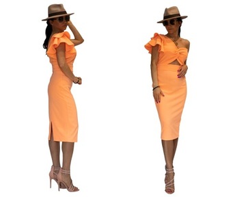 Cocomore pomarańczowa sukienka dopasowana na ramię