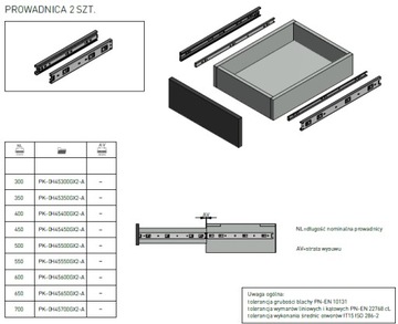 ШАРИКОВАЯ НАПРАВЛЯЮЩАЯ ДЛЯ ЯЩИКОВ GTV H45 L-300мм