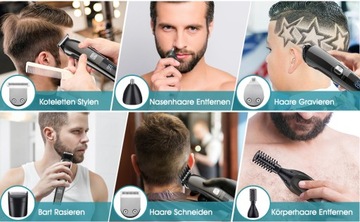MASZYNKA DO STRZYŻENIA TRYMER WODODPORNA DO BRODY WŁOSÓW BARBER USB 11W1