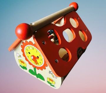 Сортер-деревянный домик, обучающие кубики Монтессори для детей