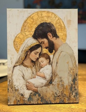 КАРТИНА для гостиной Святое Семейство на холсте 40х50см религиозный подарок #910