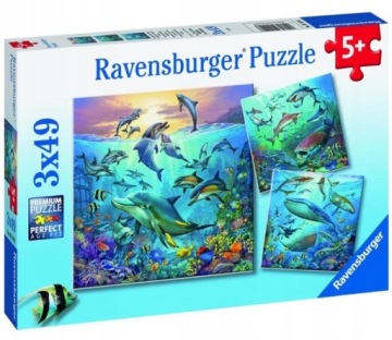 Skládačka Kreativní zábava Puzzle Manuální 3x49 Elementů Život pod vodou