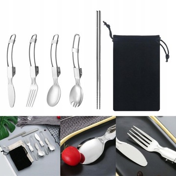 Складная вилка Spork, палочки для еды с футляром
