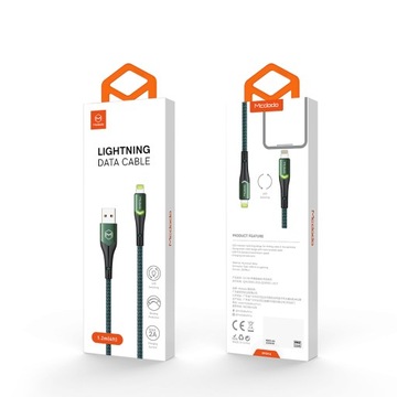 MCDODO USB LIGHTNING КАБЕЛЬ БЫСТРОЙ ЗАРЯДКИ 36 Вт ДЛЯ IPHONE 13 14 1M LED