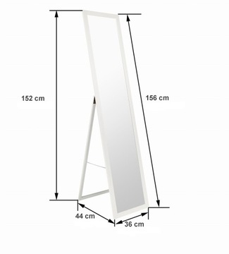 Lustro stojące białe 155x35,8cm do garderoby ART