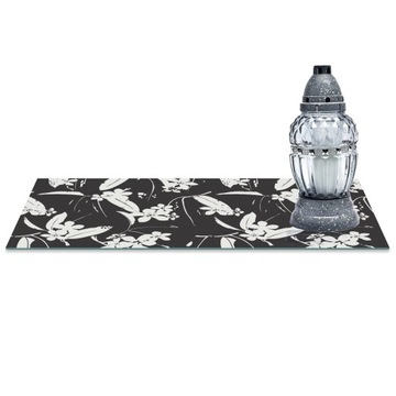 SZKLANA PODSTAWKA POD ZNICZE 60x20cm Kwiaty 363c