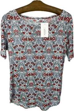 Lniana bluzka damska t-shirt w kwiatuszki 100% len LOFT r. M