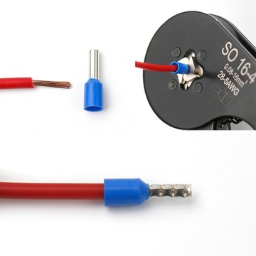 ZACISKARKA PRASKA TULEJEK DO KABLI KONEKTORÓW 0.08mm²-16mm² 28-5 AWG