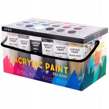 FARBY AKRYLOWE 24 KOLORY po 22 ml DUŻY ZESTAW 627