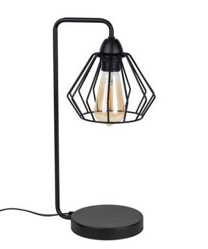 Lampka stołowa nocna czarna loft brylant druciak
