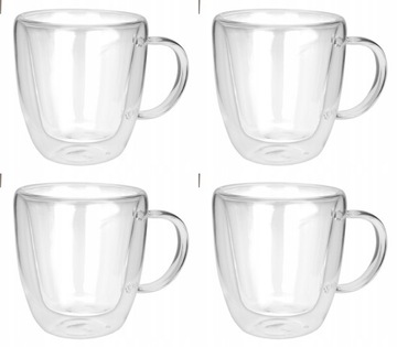 FILIŻANKI SZKLANKI kubek ścianka duo 4 x 180 ml