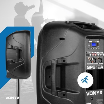 Активная колонка 12 дюймов BT USB + пульт дистанционного управления микрофоном со штативом