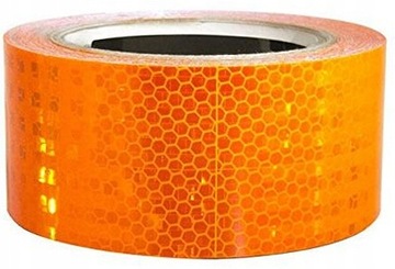TAŚMA ODBLASKOWA FOLIA SAMOPRZYLEPNA NAKLEJKA POMARAŃCZOWA PRYZMATYCZNA 5CM