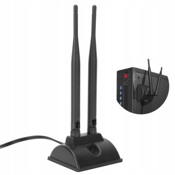 АНТЕННА WIFI СЕТЕВАЯ КАРТА USB RP-SMA 6DBI ДВУХДИАПАЗОННАЯ 2.4GHZ 5GHZ
