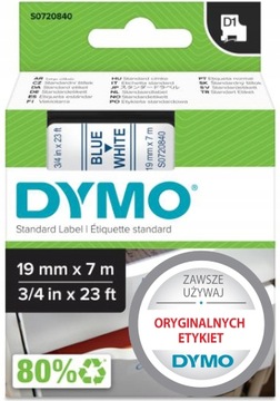 DYMO Taśma D1 45804 oryginał 19mm niebieski/biały