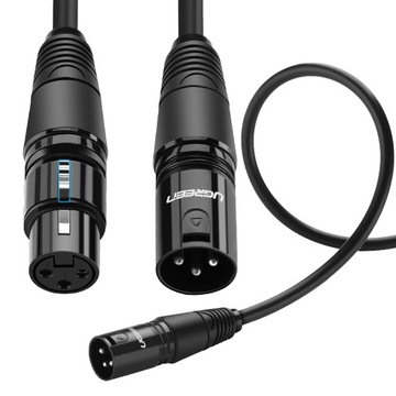 UGREEN KABEL PRZEWÓD AUDIO DO MIKROFONU INSTRUMENTÓW PRZEDŁUŻACZ XLR 2m