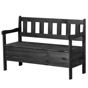 ŁAWKA OGRODOWA DREWNIANA Z OPARCIEM 120cm ZE SKRZYNIĄ TARAS BALKON ANTRACYT