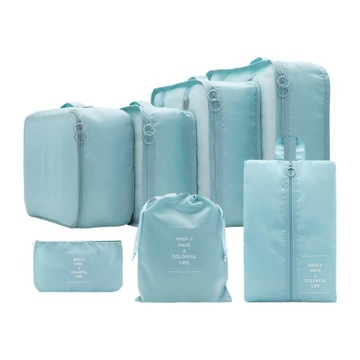 7Pcs Portable Packing Cubes Travel Accessories Compression Light Blue