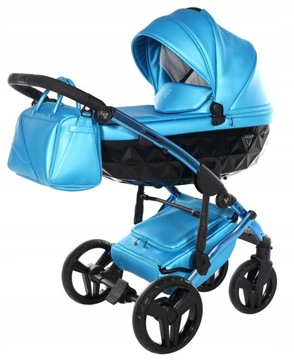Junama diamond FLUO wózek dziecięcy 2w1 Niebieski Neon BLUE 12 + akcesoria