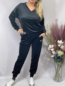 Dres WELUROWY komplet Bluza Spodnie 9XL 58 60 mięsisty czarny premium
