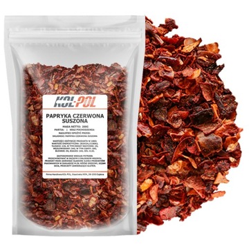 PAPRYKA CZERWONA PŁATKI 200g Suszona płatek jakość