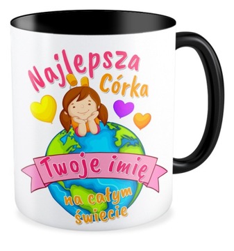 Kubek czarny NAJLEPSZA CÓRKA Twoje imię