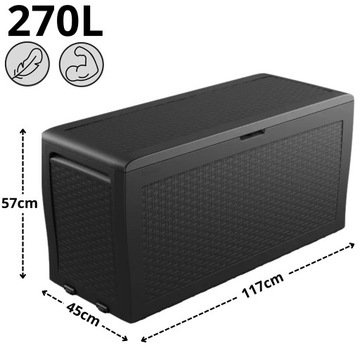 БОЛЬШОЙ САДОВЫЙ ЯЩИК ИЗ РОТАНГА НА БАЛКОНЕ ПРОЧНЫЙ ЯЩИК ДЛЯ ХРАНЕНИЯ ИЗ РОТАНГА