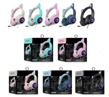 НАУШНИКИ CAT EAR с микрофоном GLOWING EARS RGB