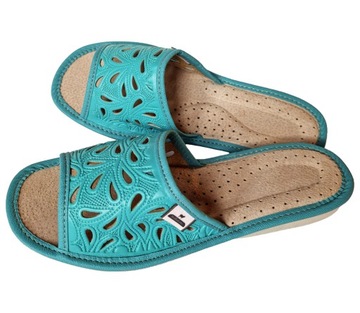 PANTOFLE KAPCIE DAMSKIE PODHALOVE GÓRALSKIE SKÓRZANE KLAPKI CIAPY LACZKI