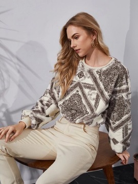 Bluza polarowa casual z bufiastymi rękawami M 38