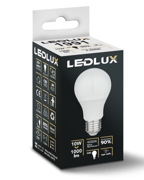 Żarówka LED E27 10W =100W SMD 4000K neutralna Premium LEDLUX nie mruga